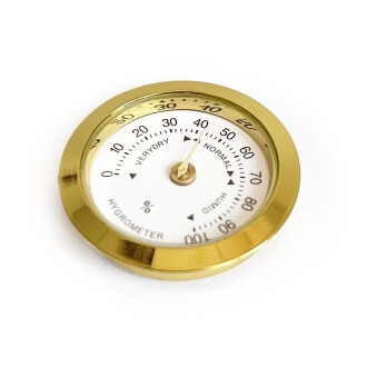 Analog Higrometre Nem Ölçer Humidor Puro Kutusu İçin Metal Çerçeve Sarı-Beyaz 37mm - 2