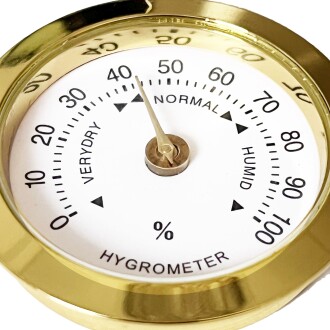 Analog Higrometre Nem Ölçer Humidor Puro Kutusu İçin Metal Çerçeve Sarı-Beyaz 37mm - 7