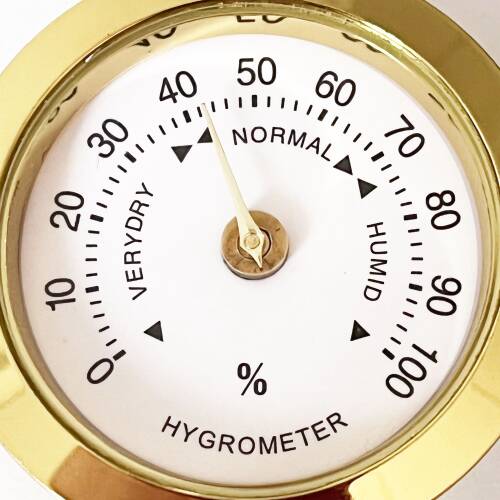 Analog Higrometre Nem Ölçer Humidor Puro Kutusu İçin Metal Çerçeve Sarı-Beyaz 37mm - 9