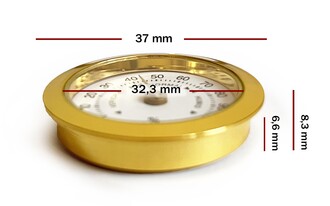 Analog Higrometre Nem Ölçer Humidor Puro Kutusu İçin Metal Çerçeve Sarı-Beyaz 37mm - Thumbnail