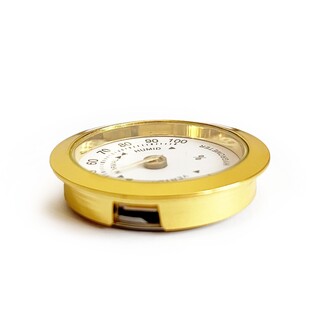 Analog Higrometre Nem Ölçer Humidor Puro Kutusu İçin Metal Çerçeve Sarı-Beyaz 37mm - Thumbnail