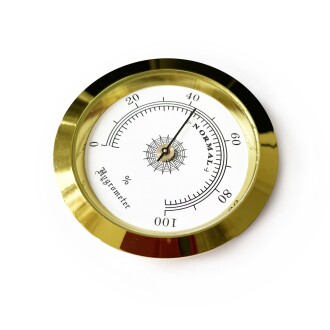 Analog Higrometre Nem Ölçer Humidor Puro Kutusu İçin Metal Çerçeve Sarı-Beyaz 50mm - 2