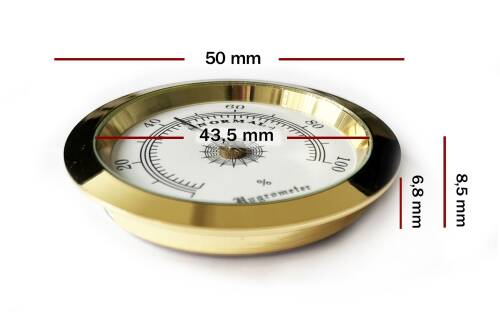 Analog Higrometre Nem Ölçer Humidor Puro Kutusu İçin Metal Çerçeve Sarı-Beyaz 50mm - 4