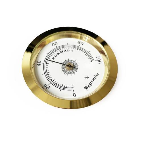 Analog Higrometre Nem Ölçer Humidor Puro Kutusu İçin Metal Çerçeve Sarı-Beyaz 50mm - 5