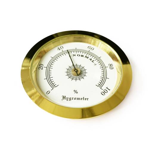 Analog Higrometre Nem Ölçer Humidor Puro Kutusu İçin Metal Çerçeve Sarı-Beyaz 50mm - 6