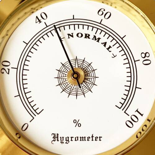 Analog Higrometre Nem Ölçer Humidor Puro Kutusu İçin Metal Çerçeve Sarı-Beyaz 50mm - 9