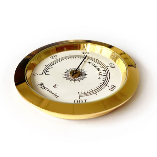 Analog Higrometre Nem Ölçer Humidor Puro Kutusu İçin Metal Çerçeve Sarı-Beyaz 50mm - 10