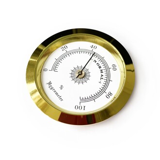 Analog Higrometre Nem Ölçer Humidor Puro Kutusu İçin Metal Çerçeve Sarı-Beyaz 50mm - Thumbnail