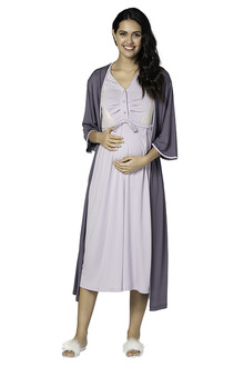 Bondy - BONDY Arya Lohusa Nightgown Nightwear Peignoir Lingerie Set Lila