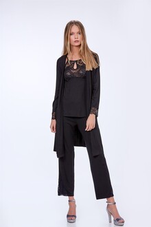 Bondy - BONDY Ayça Pajama Nightwear Peignoir Lingerie Set Black