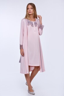 BONDY Julia Lohusa Gecelik Sabahlık Takımı Pudra - 3