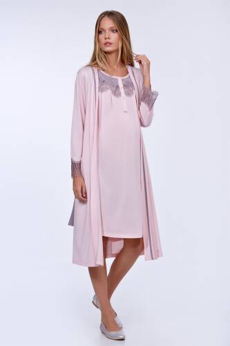 BONDY Julia Lohusa Gecelik Sabahlık Takımı Pudra - 3