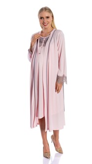 Bondy - BONDY Julia Lohusa Nightgown Nightwear Peignoir Lingerie Set Light Pink