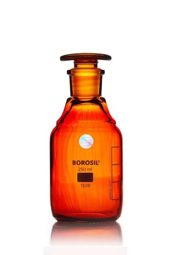 Borosil Amber Cam Tıpalı Şişe 250ML 100% Borosilikat Şilifli Miyar Şişesi - 1