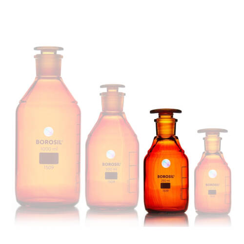 Borosil Amber Cam Tıpalı Şişe 250ML 100% Borosilikat Şilifli Miyar Şişesi - 2