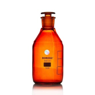 Borosil Amber Cam Tıpalı Şişe 500ML 100% Borosilikat Şilifli Miyar Şişesi