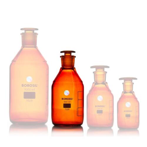 Borosil Amber Cam Tıpalı Şişe 500ML 100% Borosilikat Şilifli Miyar Şişesi - 3