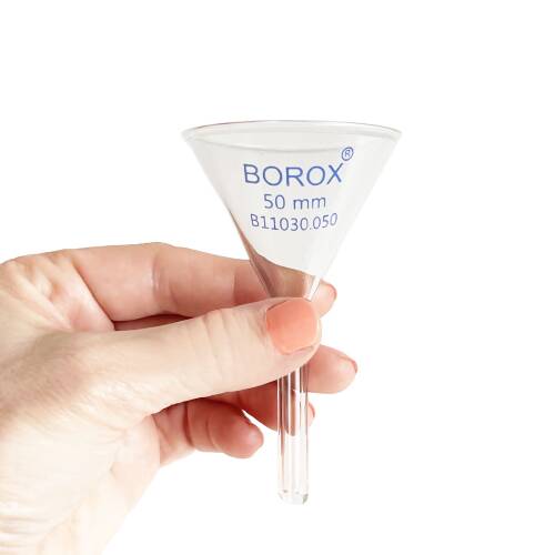 Borox Cam Huni 50 mm Kısa Saplı Laboratuvar Hunisi - 5