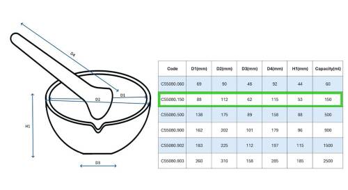 Borox Porselen Havan Tokmaklı 150ml - 4