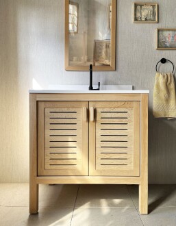 Cedar Wood Bathroom Vanity Cabinet With 2 Ventilated Doors - 80 cm / 32" - 2