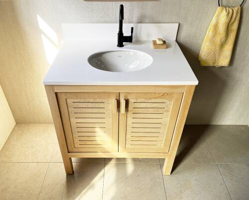 Cedar Wood Bathroom Vanity Cabinet With 2 Ventilated Doors - 80 cm / 32" - 3