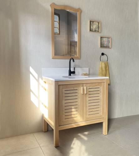 Cedar Wood Bathroom Vanity Cabinet With 2 Ventilated Doors - 80 cm / 32" - 4