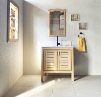 Cedar Wood Bathroom Vanity Cabinet With 2 Ventilated Doors - 80 cm / 32" - 6