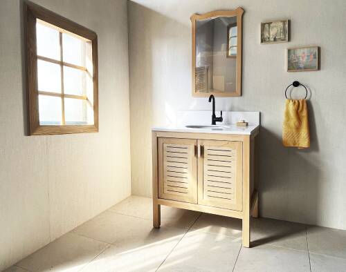 Cedar Wood Bathroom Vanity Cabinet With 2 Ventilated Doors - 80 cm / 32" - 10