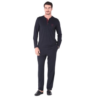 D'S DAMAT Long Sleeve Pajamas Set Dark Blue