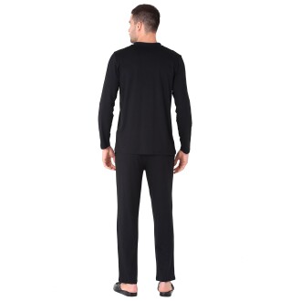 D'S Damat Pijama Takımı Yarım Patlı Uzunkol Siyah - 3