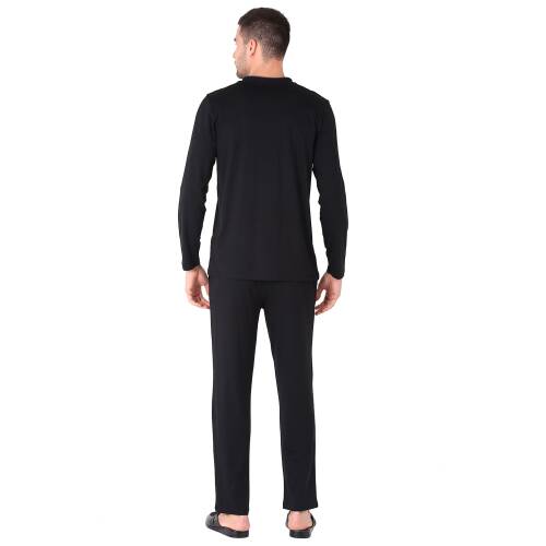 D'S Damat Pijama Takımı Yarım Patlı Uzunkol Siyah - 3