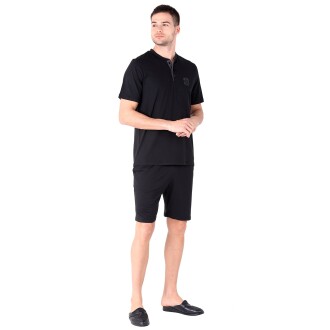 D'S Damat Şort Tişört Pijama Takımı Siyah - 2