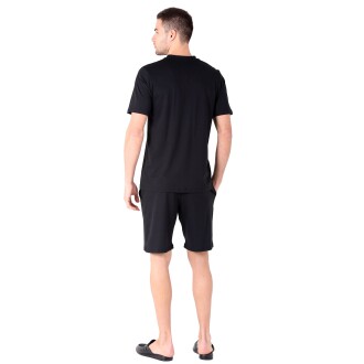 D'S Damat Şort Tişört Pijama Takımı Siyah - 3