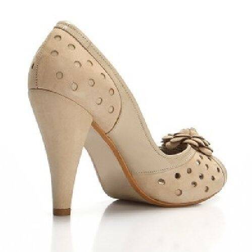 Deda Bayan Bej Süet Topuklu Ayakkabı 524 - 2