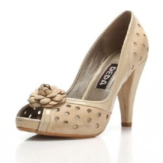 DEDA Woman Suede Heeled Shoes Beige 524