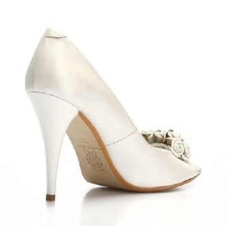 Deda Bayan Çiçek Detaylı Beyaz Hakiki Deri Topuklu Ayakkabı 559 - 2