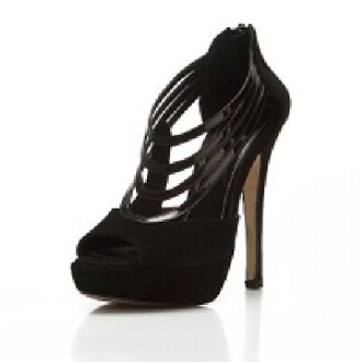 Deda Bayan  Deri Şerit Detaylı Siyah Süet Stiletto - 2