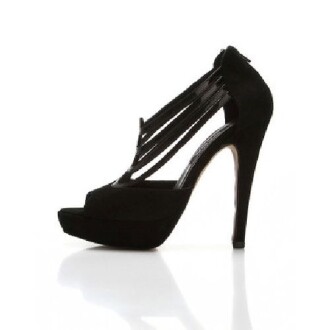 Deda Bayan  Deri Şerit Detaylı Siyah Süet Stiletto - 5