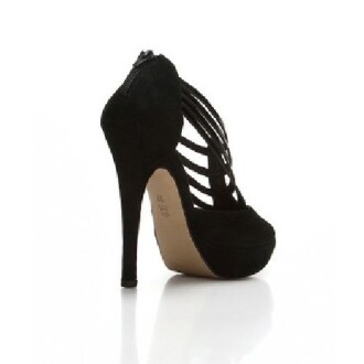 Deda Bayan  Deri Şerit Detaylı Siyah Süet Stiletto - 6