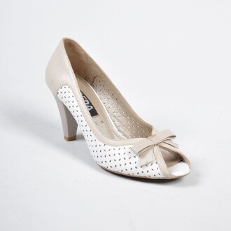 DEDA - Deda Bayan Fiyonk Detaylı Beyaz Hakiki Deri Topuklu Ayakkabı -39-DEFOLU