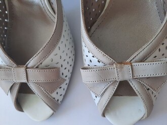 Deda Bayan Fiyonk Detaylı Beyaz Hakiki Deri Topuklu Ayakkabı -39-DEFOLU - Thumbnail