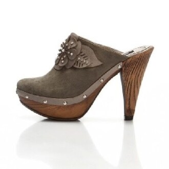 DEDA Bright Stone Suede Women Heeled Slipper Shoes Grey 616