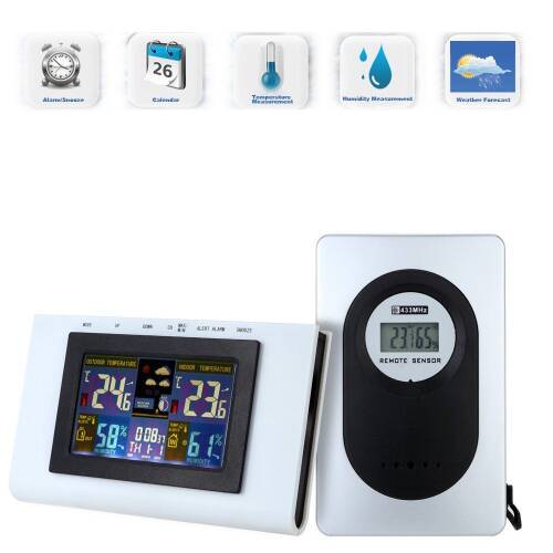 Dijital Renkli Kablosuz Hava İstasyonu TS-H127G - 7