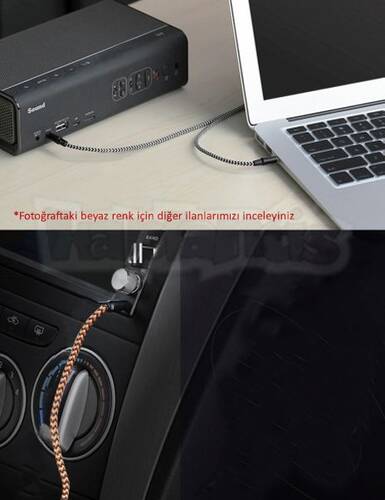 Diwu AUX Stereo 3.5mm Data Ses Örgü Kablo Bakır