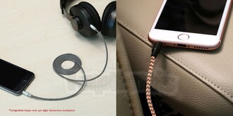Diwu AUX Stereo 3.5mm Data Ses Örgü Kablo Bakır - Thumbnail