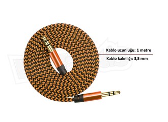 Diwu AUX Stereo 3.5mm Data Ses Örgü Kablo Bakır - Thumbnail