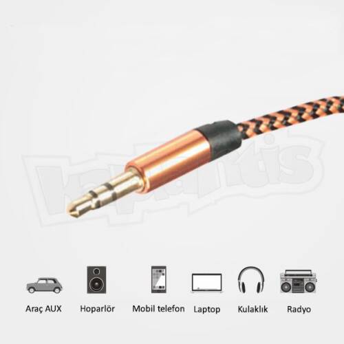 Diwu AUX Stereo 3.5mm Data Ses Örgü Kablo Bakır - 5
