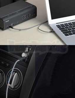 Diwu AUX Stereo 3.5mm Data Ses Örgü Kablo Beyaz - Thumbnail