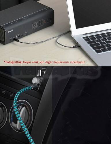 Diwu AUX Stereo 3.5mm Data Ses Örgü Kablo Mavi
