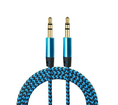 Diwu AUX Stereo 3.5mm Data Ses Örgü Kablo Mavi - 1
